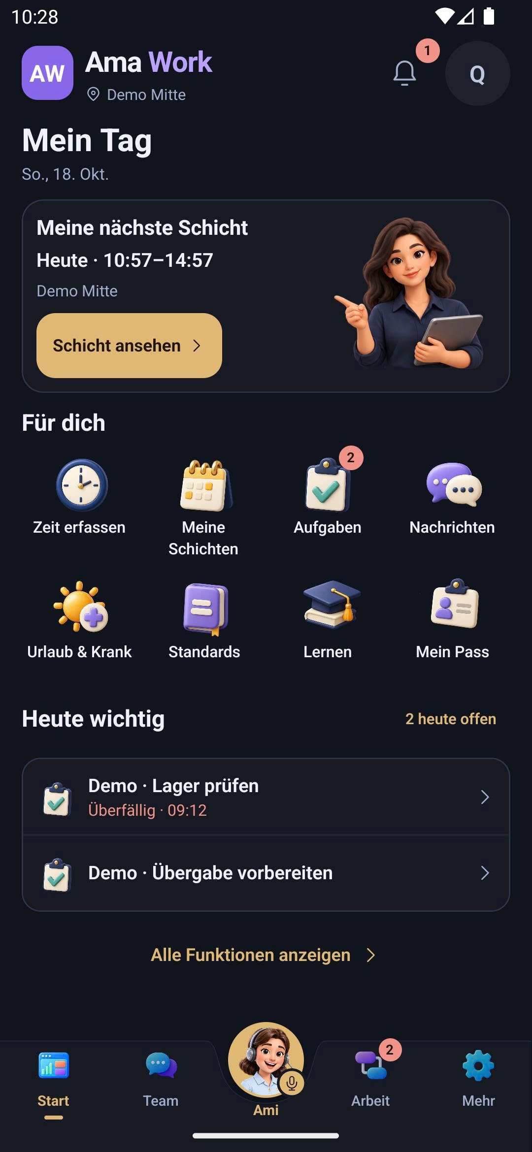 Ama Work · Mein Tag