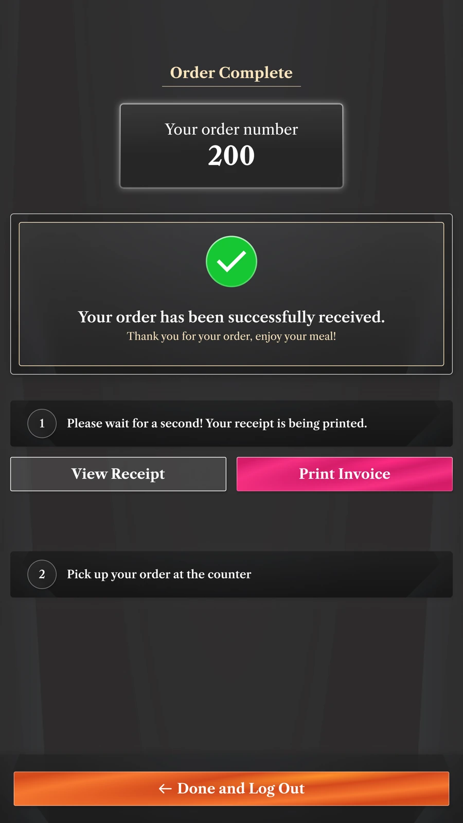 Order confirmation
