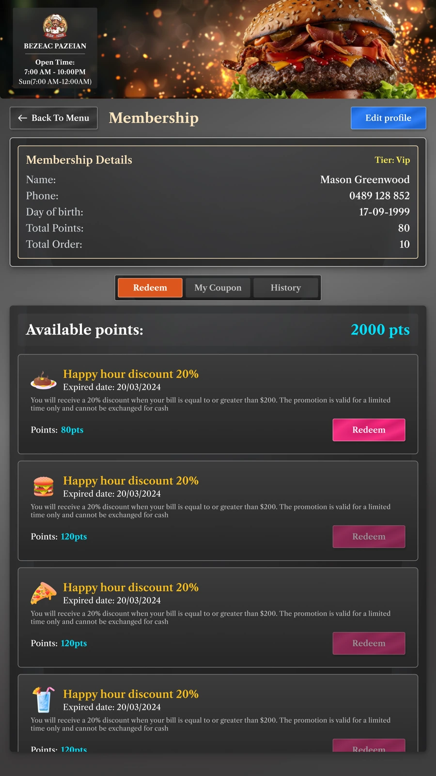 Membership rewards