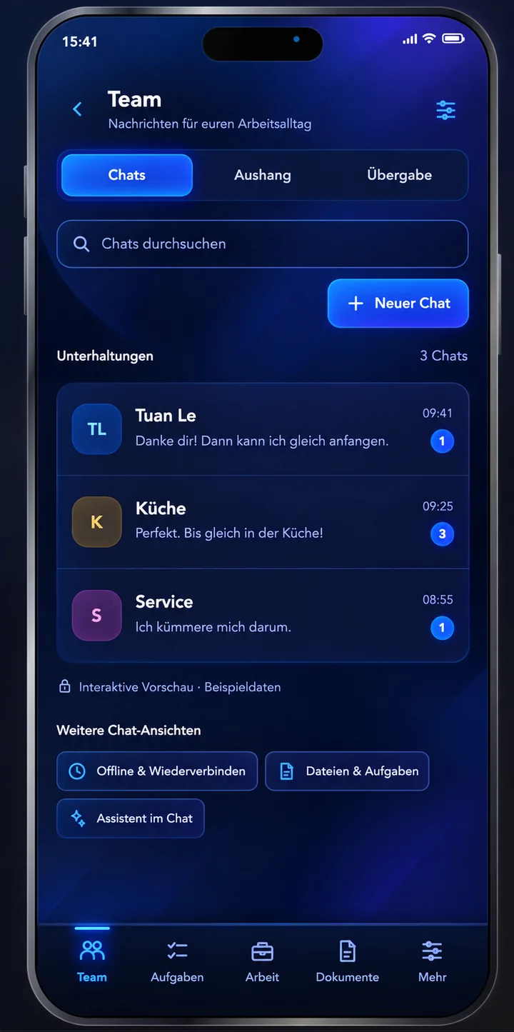 German Steuer and DATEV team communication mobile application