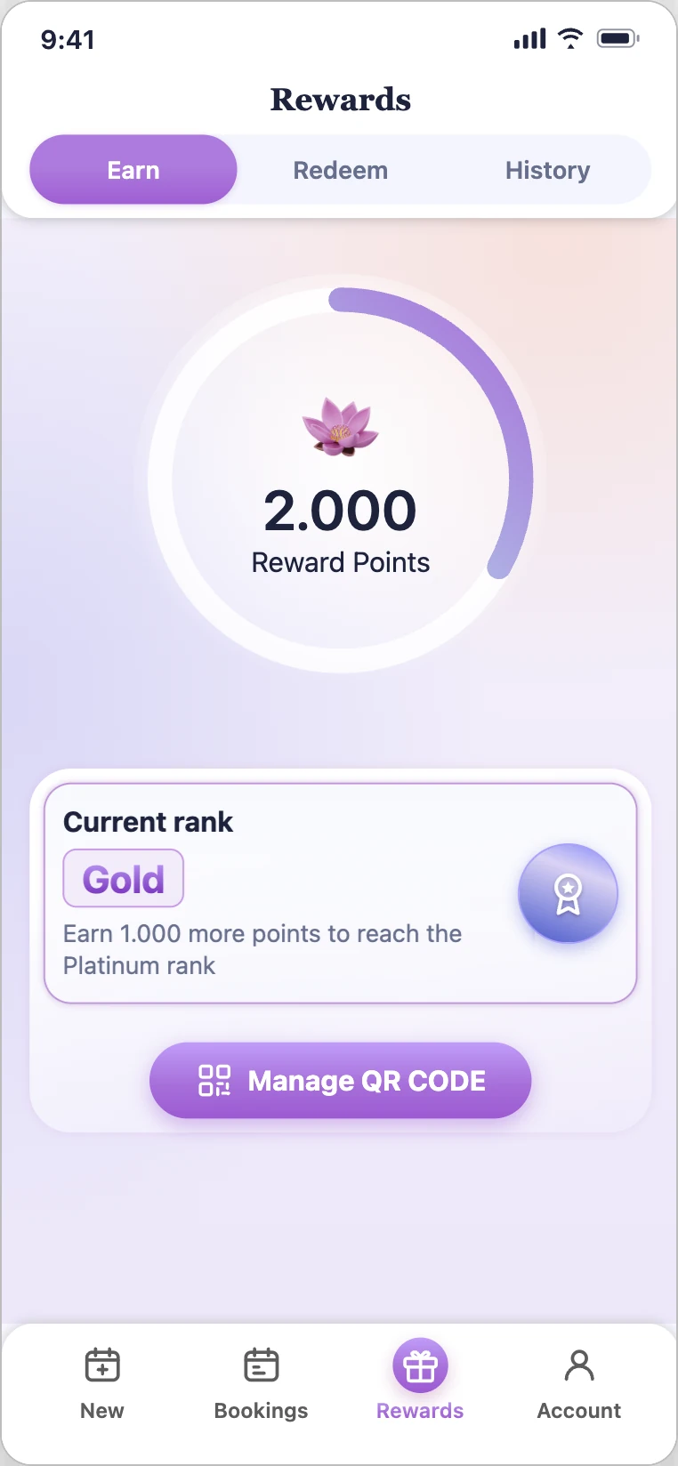 Beauty loyalty rewards experience on mobile