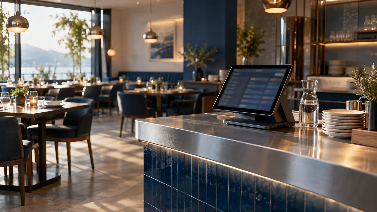 Illustrative restaurant setting with a POS terminal